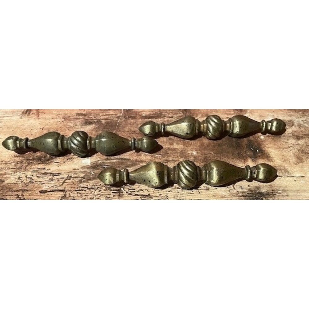 3 Vintage Brass Drawer Pulls 7" Long – 2.25" CTC Aged Salvaged Handles